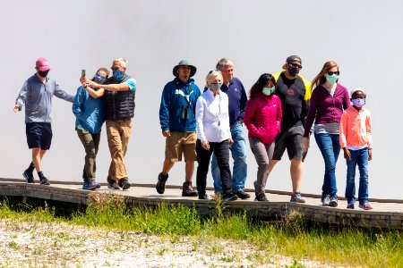People exploring Midway Geyser Basin (2)