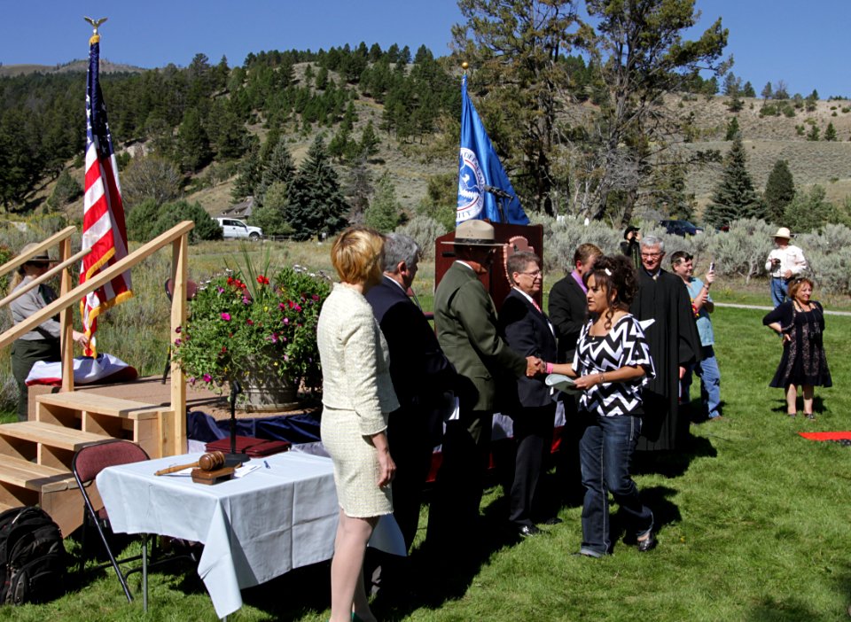 Naturalization Ceremony at Mammoth Hot Springs in Yellowstone National Park