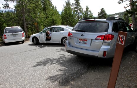 Full parking lot at Midway Geyser Basin 5763 photo