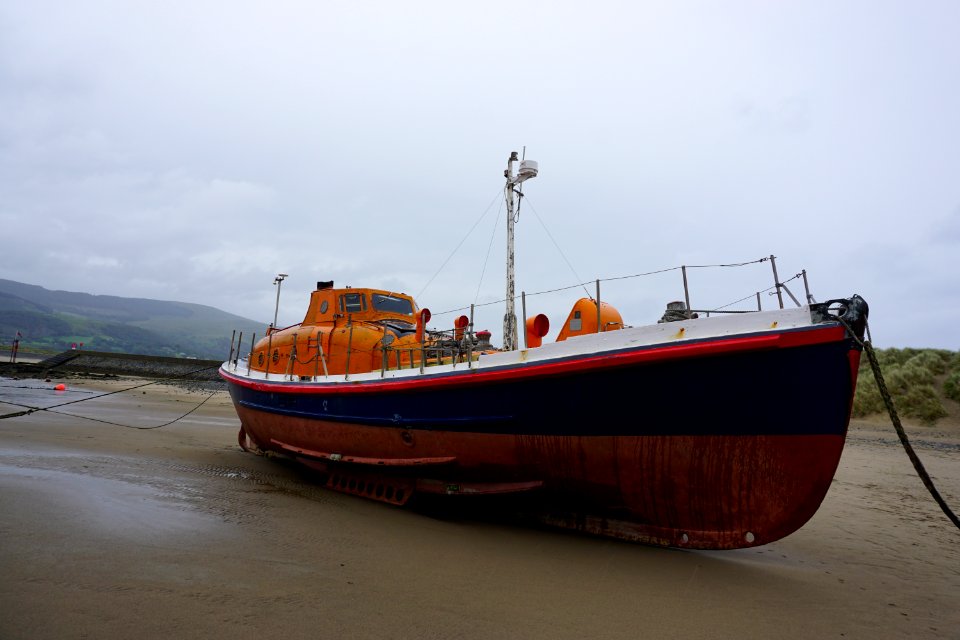RNLI Elizabeth Rippon.  The first covered Lifeboat. St Helier Lifeboat Barmouth Beach