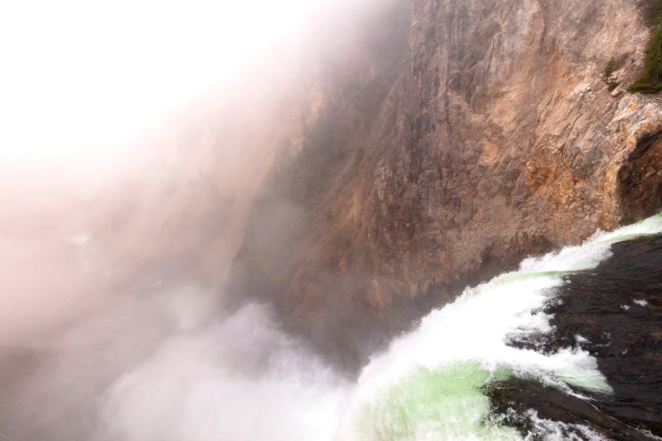 Lower Falls and a fog-filled Grand Canyon of the Yellowstone