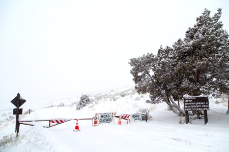 Temporary road closure at Mammoth Hot Springs