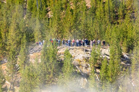 People at the Grand Prismatic Spring Overlook photo