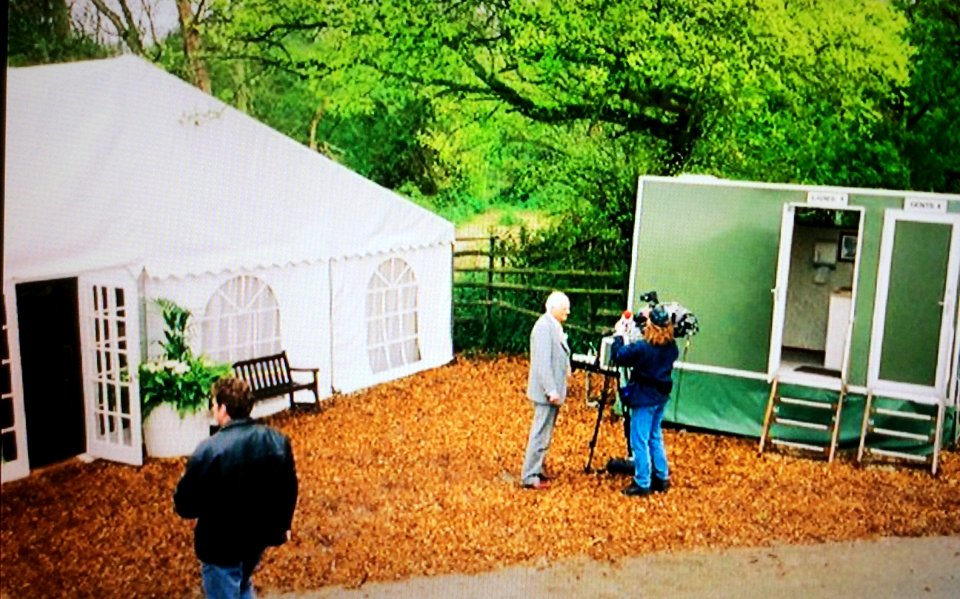Sir James Goldsmith giving a Television Interview for his Referendum Party. Taken at Port Lympne Zoo