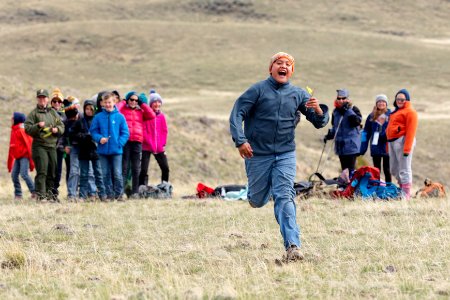 Expedition Yellowstone group playing "Run and Scream," a Blackeet game (3) photo