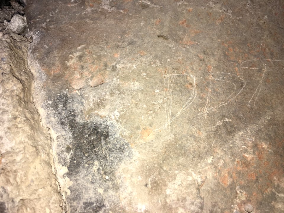 Detail of vandalism inside Roosevelt Arch