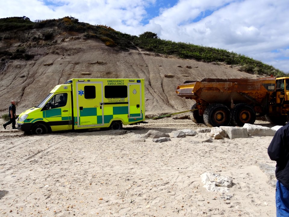 From a few years ago when an Ambulance got stuck on the beach Mudeford.