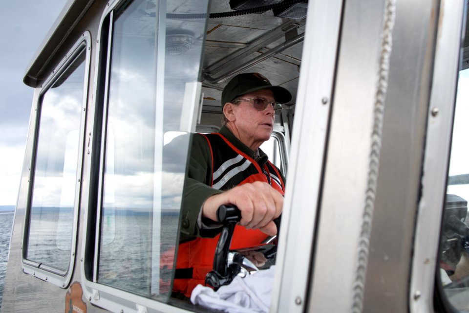 Ranger Sefton on Yellowstone Lake