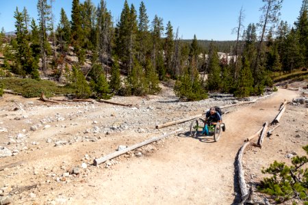 Exploring the Clear Lake Trail with an off-road wheelchair
