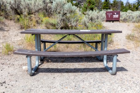 Old picnic benches in campgrounds (3) photo