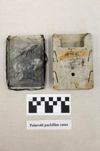 Ear Spring ejecta - packfilm cases with label and scale