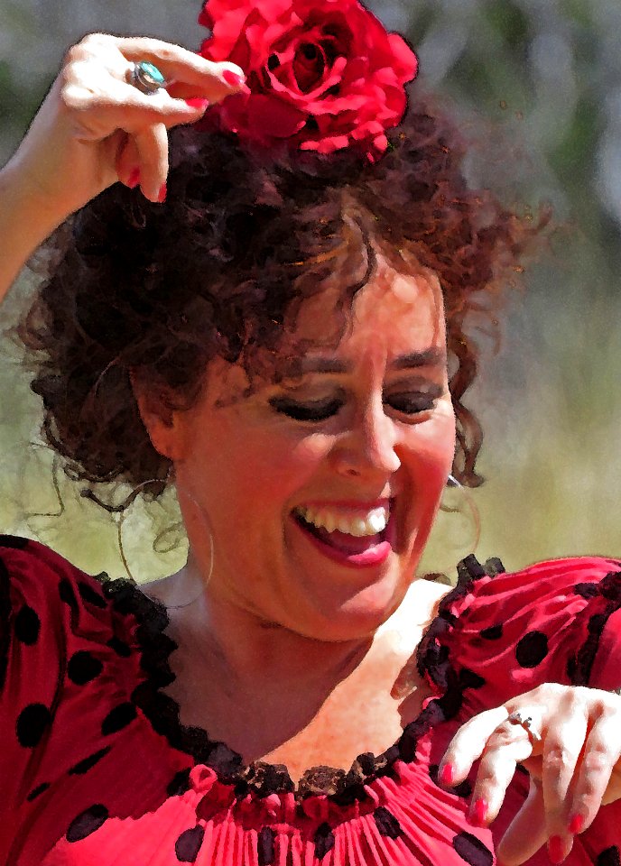 BORDERLAND FESTIVAL 2019 - Coronado National Memorial -45 - Juliana Thomas of Maha Via Flamenco - PHOTOSHOP WATERCOLOR
