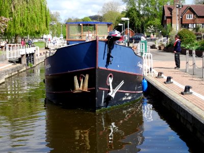 Boat going through Allington Lock