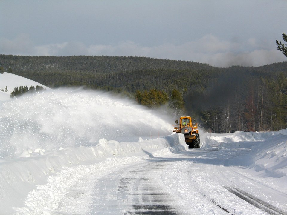 Cleaning a pullout near Mud Volcano area