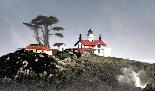 010 - BATTERY POINT LIGHTHOUSE & PEBBLE BEACH DRIVE (1-7-2021) 488  - PHOTOSHOP WATERCOLOR