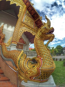 Chiang mai thailand serpent wat phra singh photo