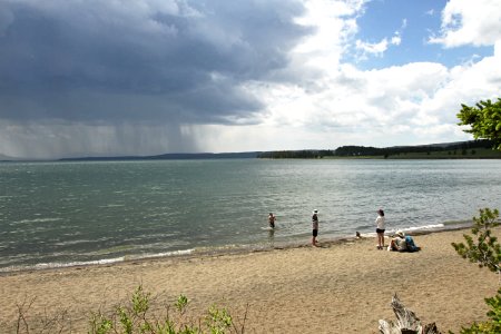 Taking a dip in Yellowstone Lake