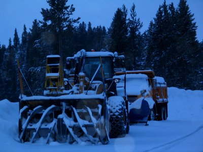 Plow truck and blower at Fishing Bridge