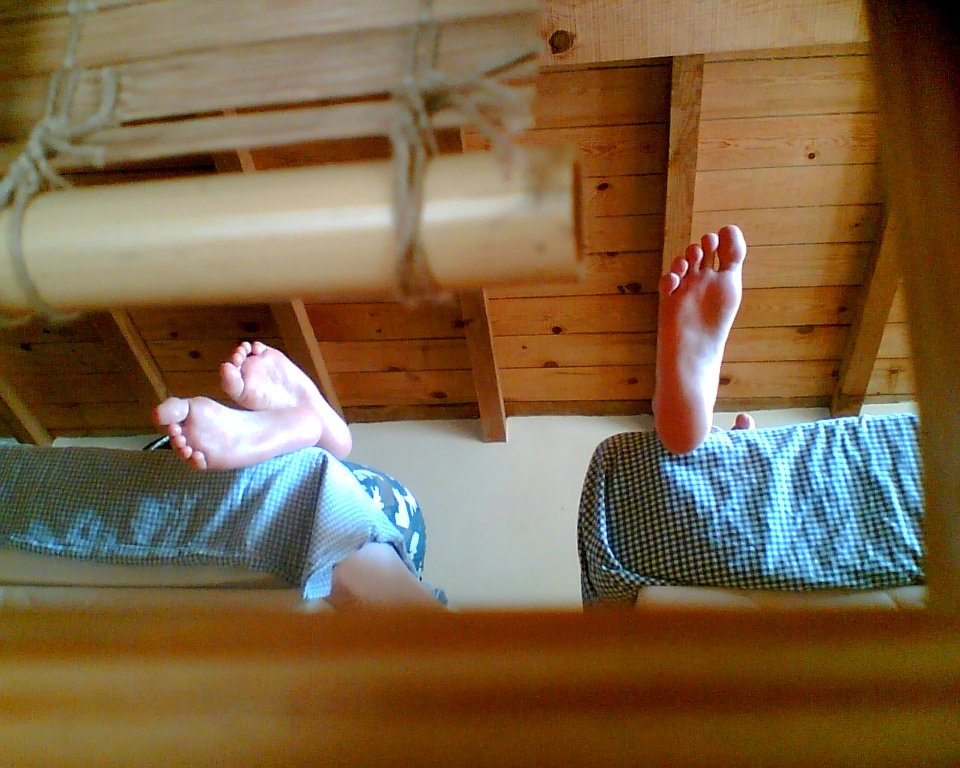 Feet in Corsica, one of them in the shape of the island