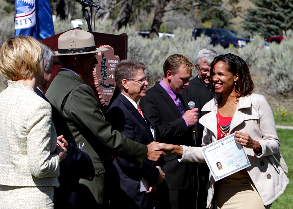 Naturalization Ceremony at Mammoth Hot Springs in Yellowstone National Park