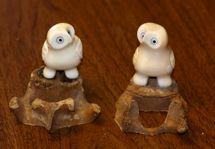 Walrus ivory on fossilized seal bone - Malcolm Oozevaseuk -2