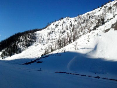 Snow slides on Sylvan Pass