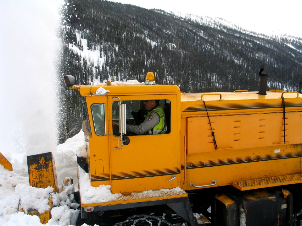 Jaren Whitman in a snow blower