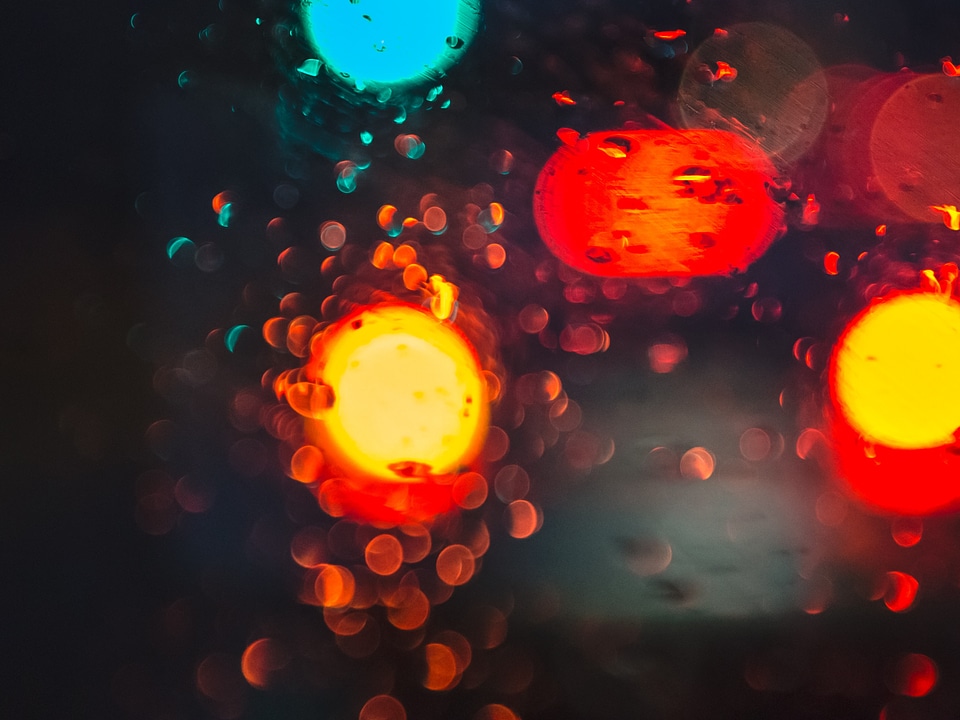 Bokeh blur rain drops