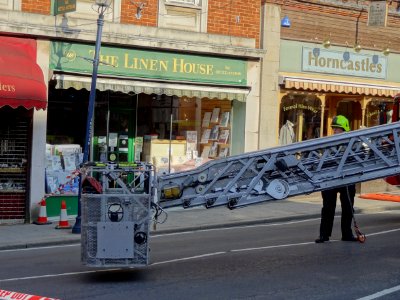 HIGH STREET SEVENOAKS KENT SCAFFOLDING HIT BY HGV
