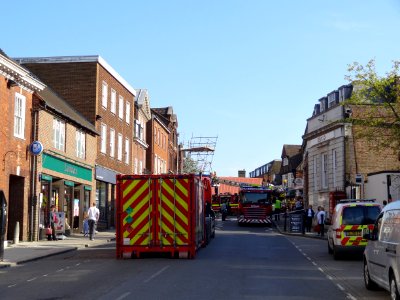 HIGH STREET SEVENOAKS KENT SCAFFOLDING HIT BY HGV