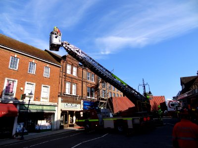 HIGH STREET SEVENOAKS KENT SCAFFOLDING HIT BY HGV