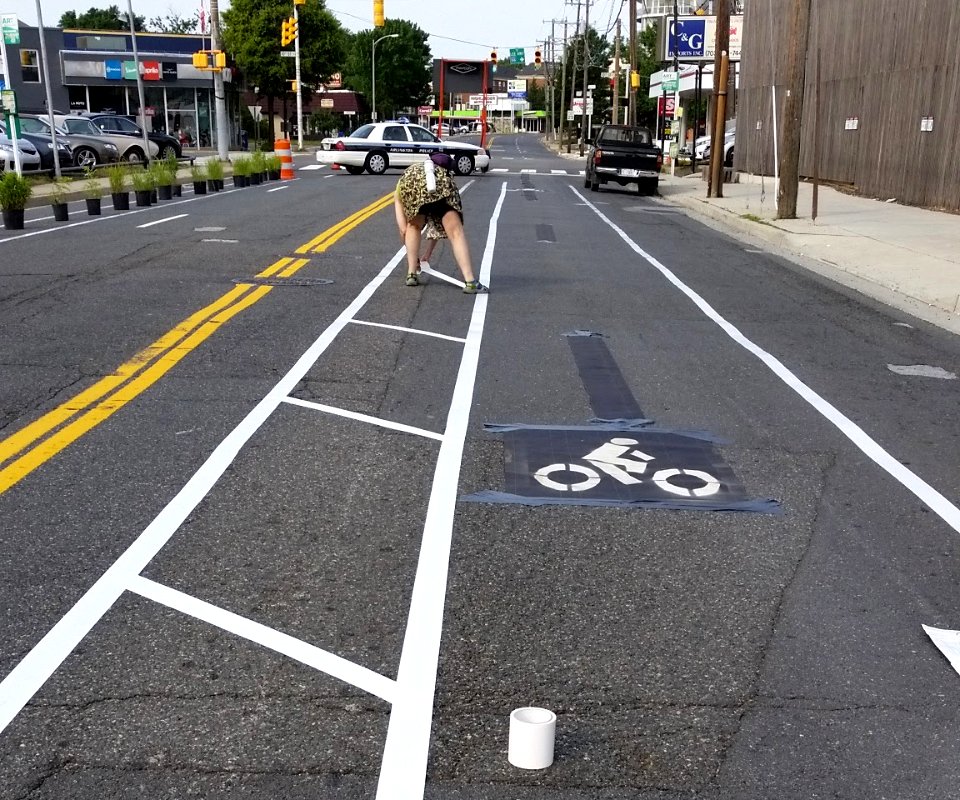 Popup bikeways on Wilson Blvd in Clarendon