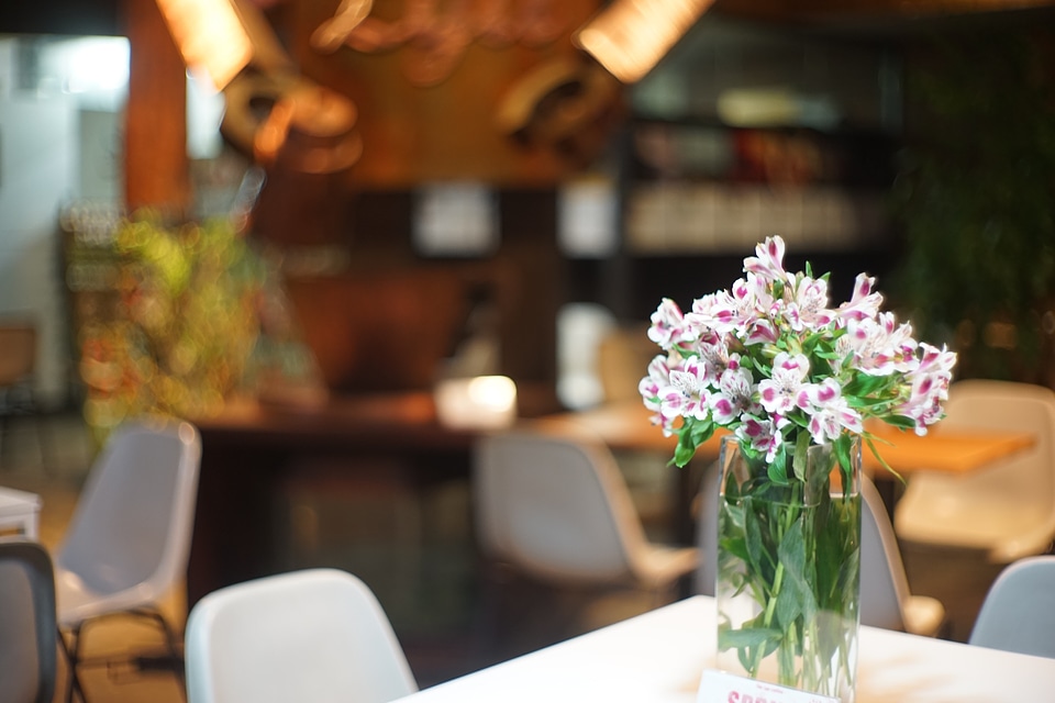 Flowers cafe still life