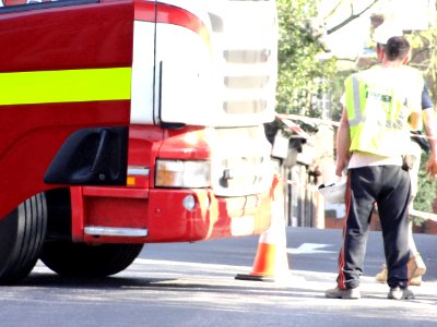 HIGH STREET SEVENOAKS KENT SCAFFOLDING HIT BY HGV