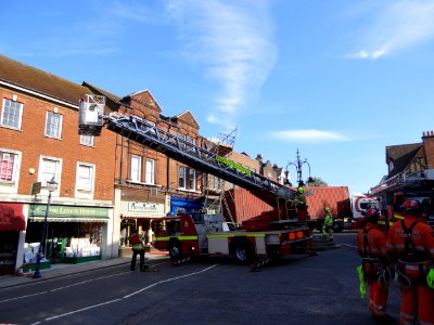 HIGH STREET SEVENOAKS KENT SCAFFOLDING HIT BY HGV