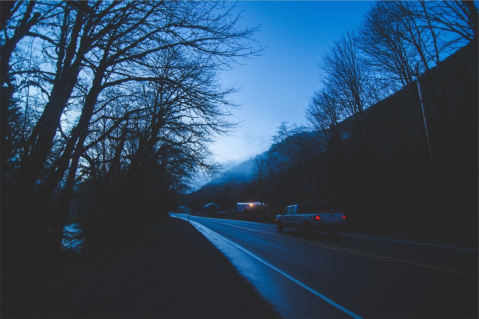 Road evening dark
