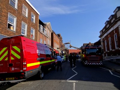 HIGH STREET SEVENOAKS KENT SCAFFOLDING HIT BY HGV