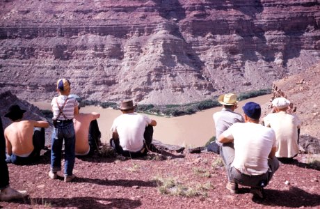 Moab scouts visit the Confluence Overlook, circa 1954.