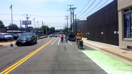Popup bikeways on Wilson Blvd in Clarendon