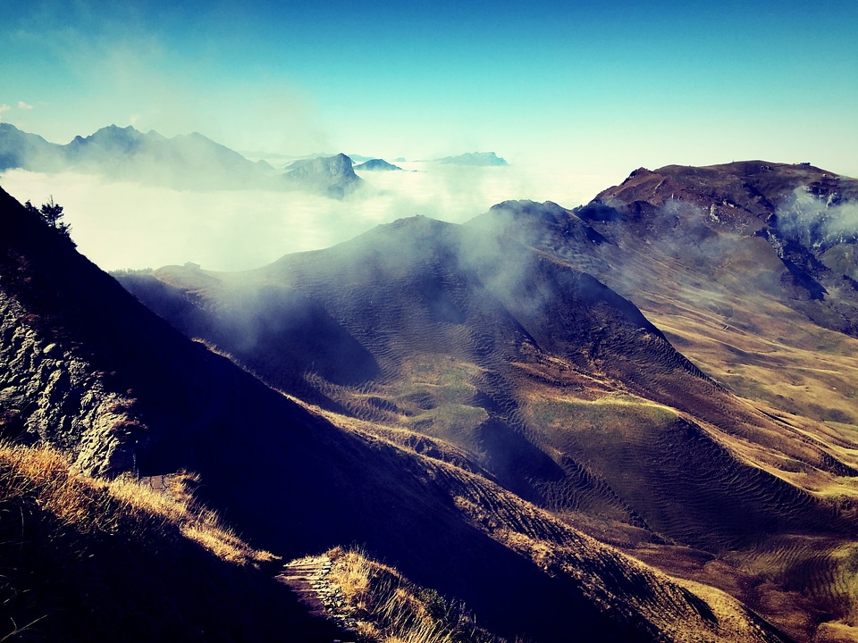 Mountain range peak rock