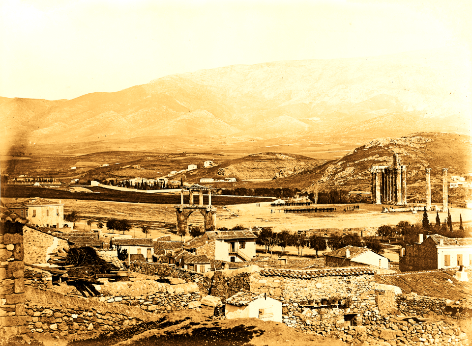 View of Hadrian's Arch, Jupiter Temple, Stadium and Ilissos, ca. 1860
