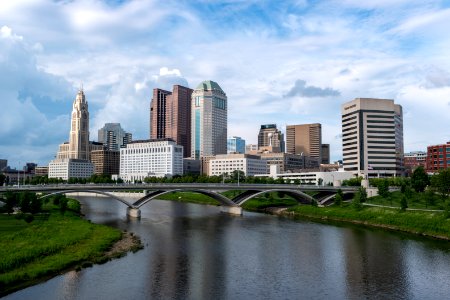 Downtown Columbus View from Main St Bridge photo