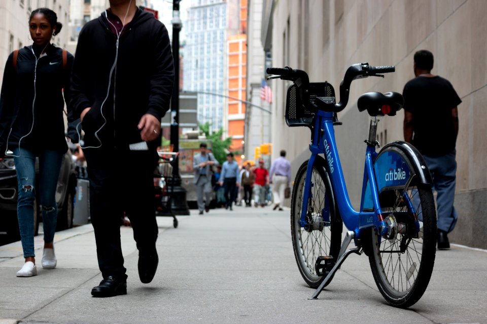 Citi Bike on downtown sidewalk
