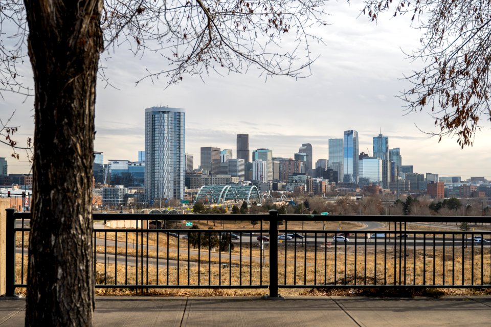 morning view of Denver skyline from the west