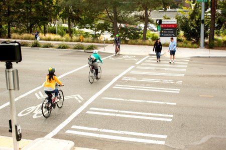 crossbike and crosswalk childrens hospital protected bike lane seattle photo