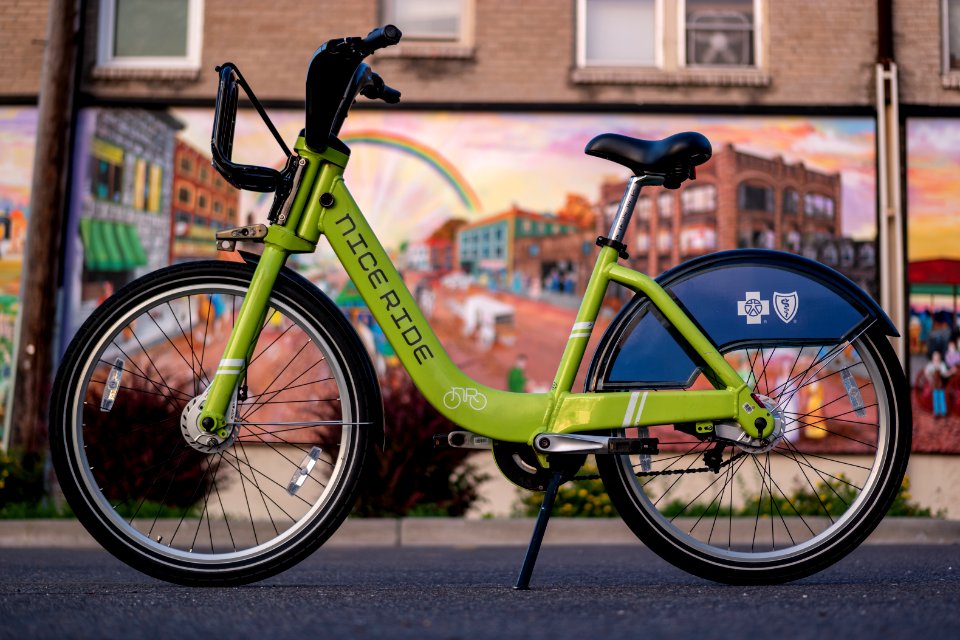 NiceRide in front of mural