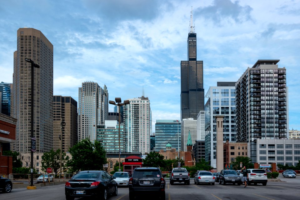 Chicago skyline view from Greektown (neighborhood)