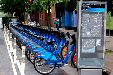 busy Citi Bike rack in the East Village photo