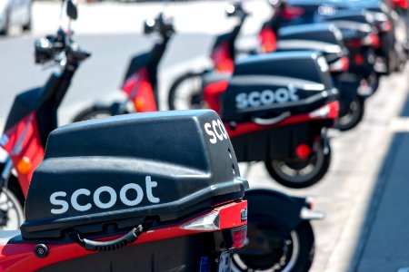 SCOOT rental scooter fleet in San Francisco photo