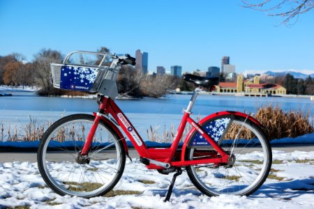Denver B-cycle in the snow photo